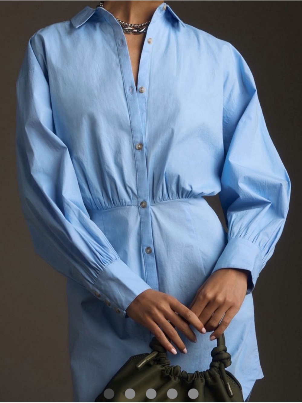 Maeve Light Blue Button-Front Shirt Dress